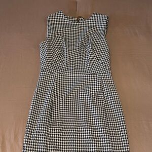 Elegant Black and White Calvin Klein Houndstooth Dress